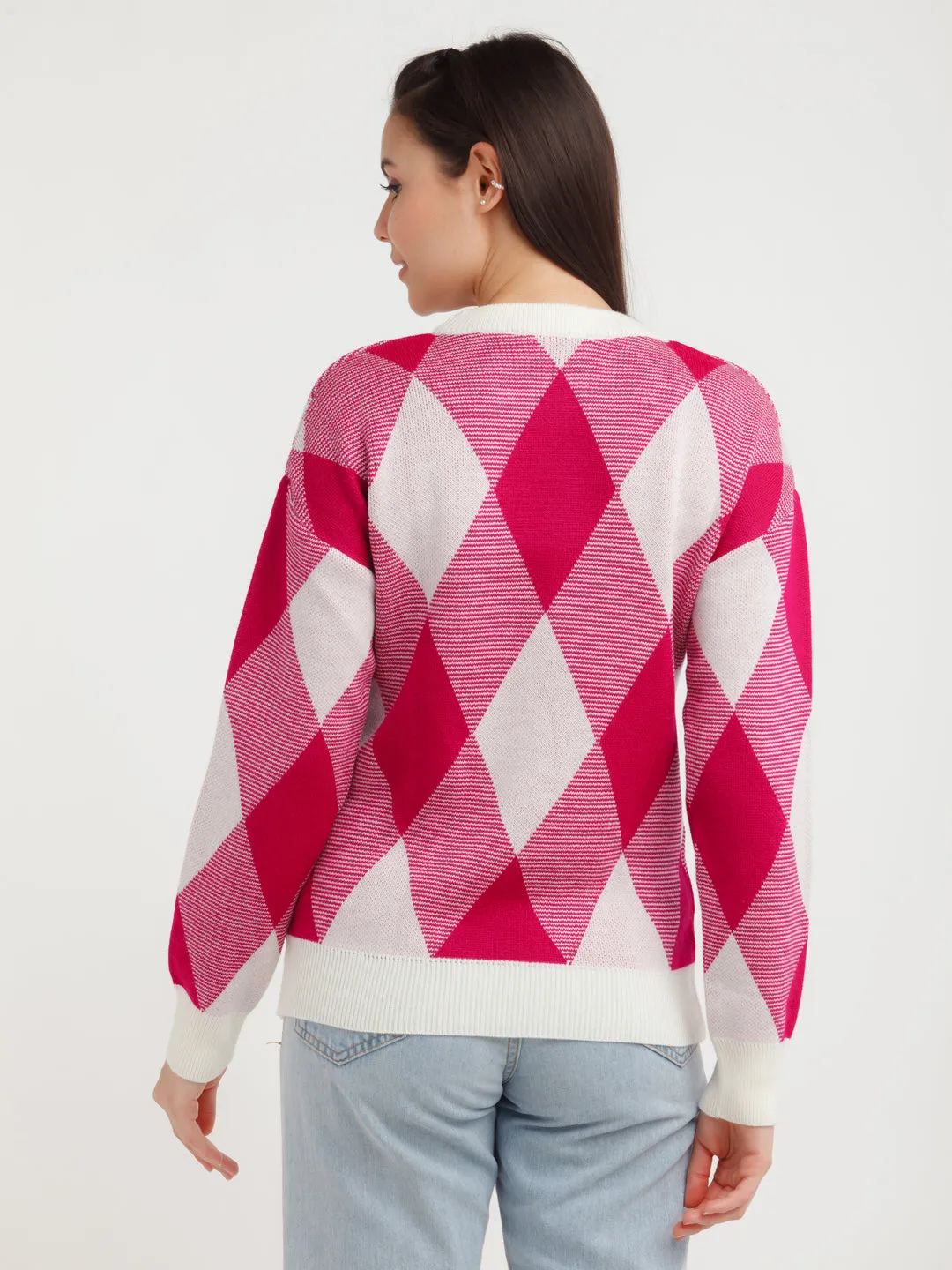 Pink Checked Sweater