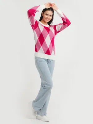 Pink Checked Sweater