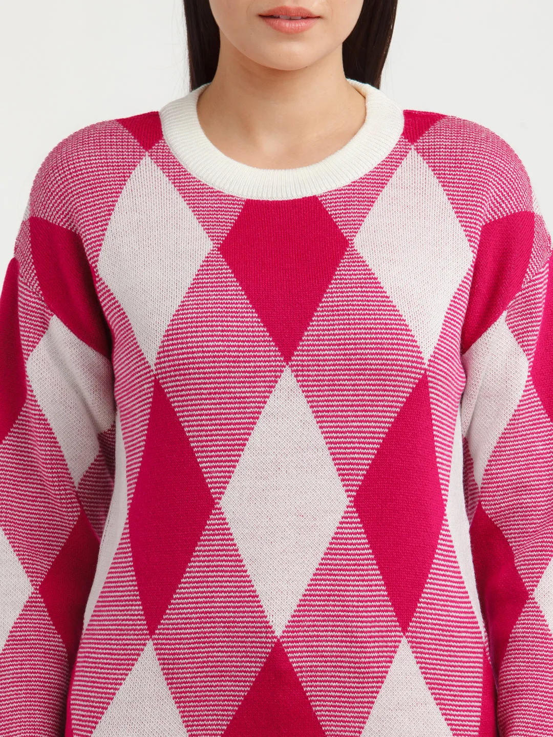 Pink Checked Sweater