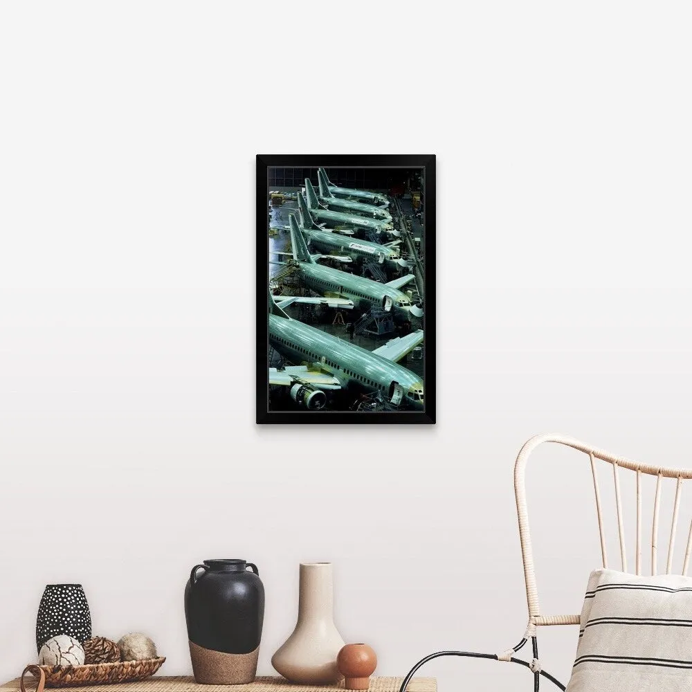 "Aircraft production, Boeing 737 passenger aircraft" Black Framed Print