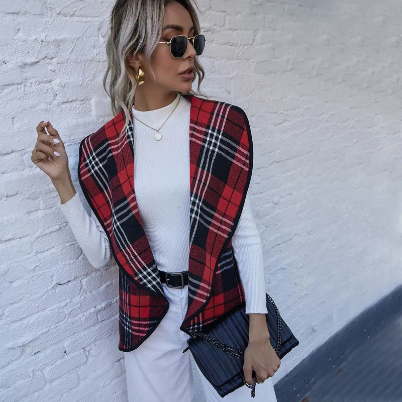 Red Plaid Soft Vest