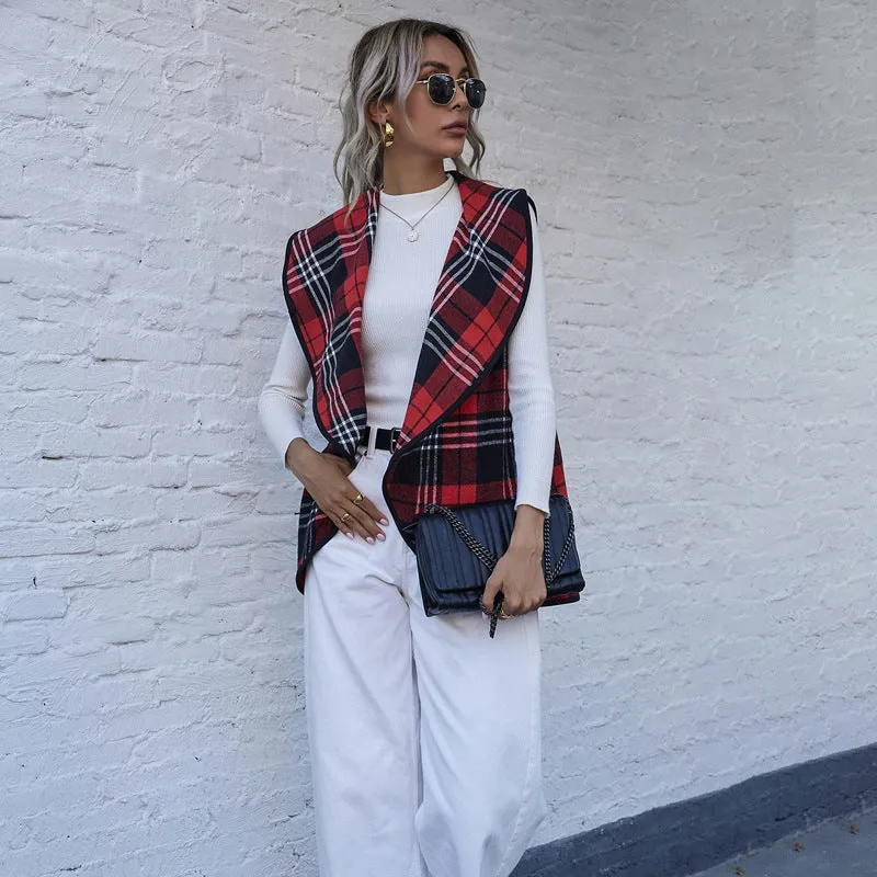 Red Plaid Soft Vest
