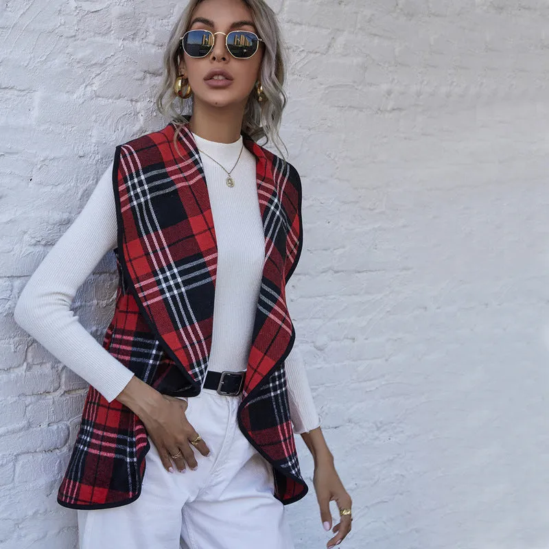 Red Plaid Soft Vest