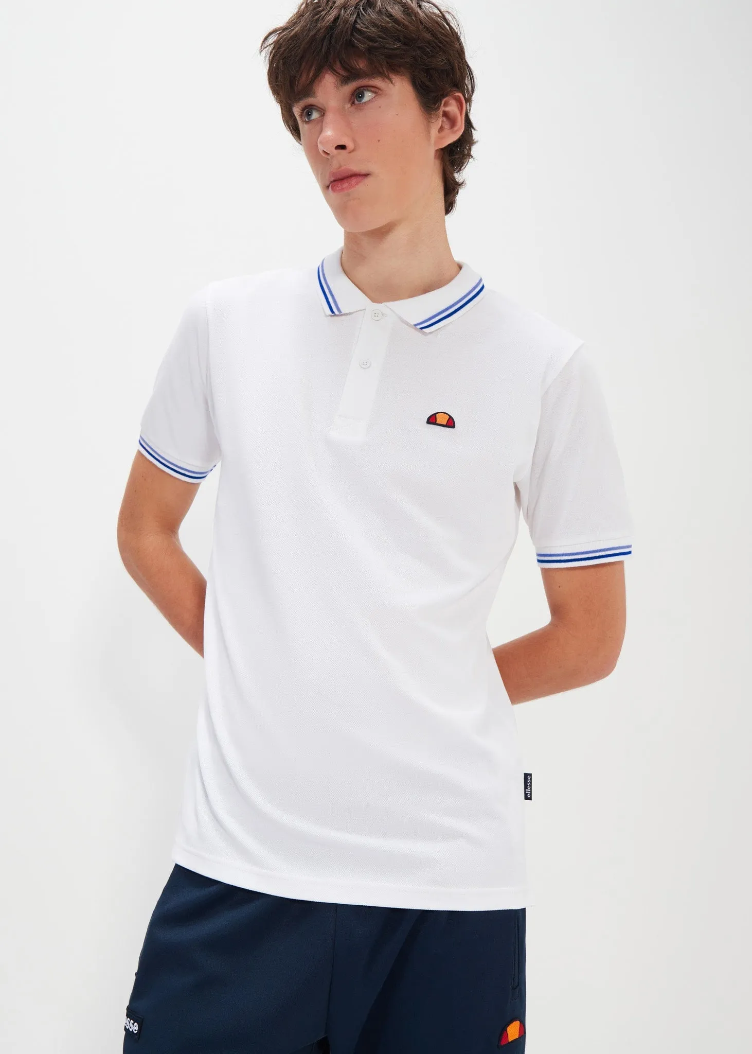 Rooks polo - white light blue dark blue