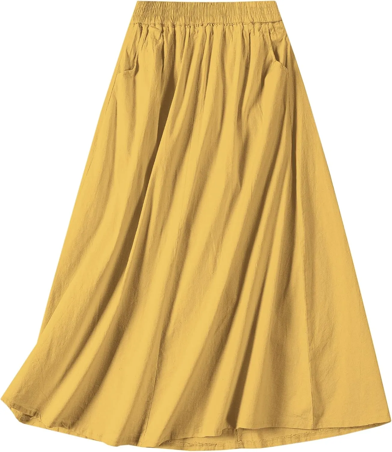 SANGTREE Women's Casual Cotton Linen Skirts with Pockets