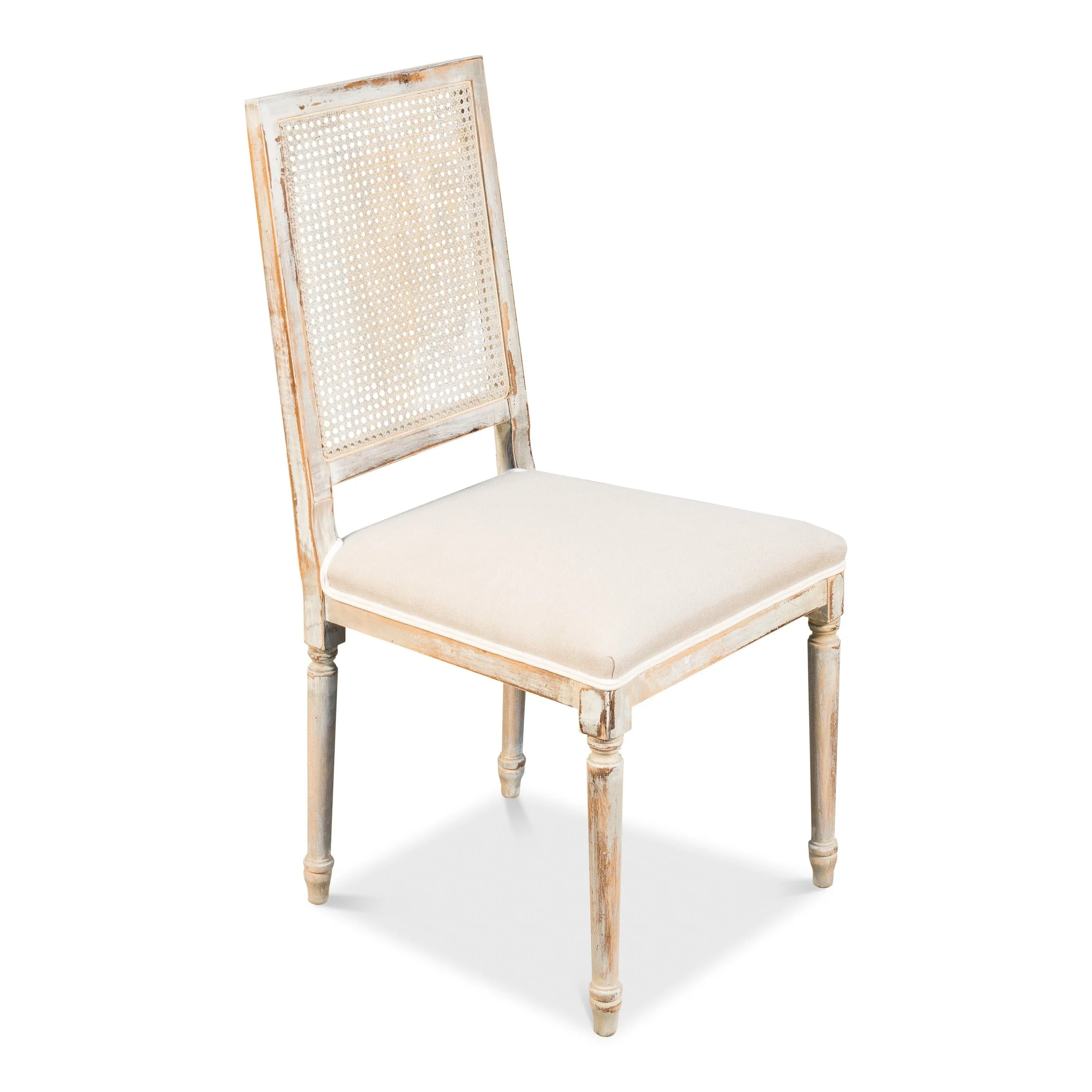 Sarreid - Cane Back Side Chair  Grey Oak  Flax - Traditional - set of 2