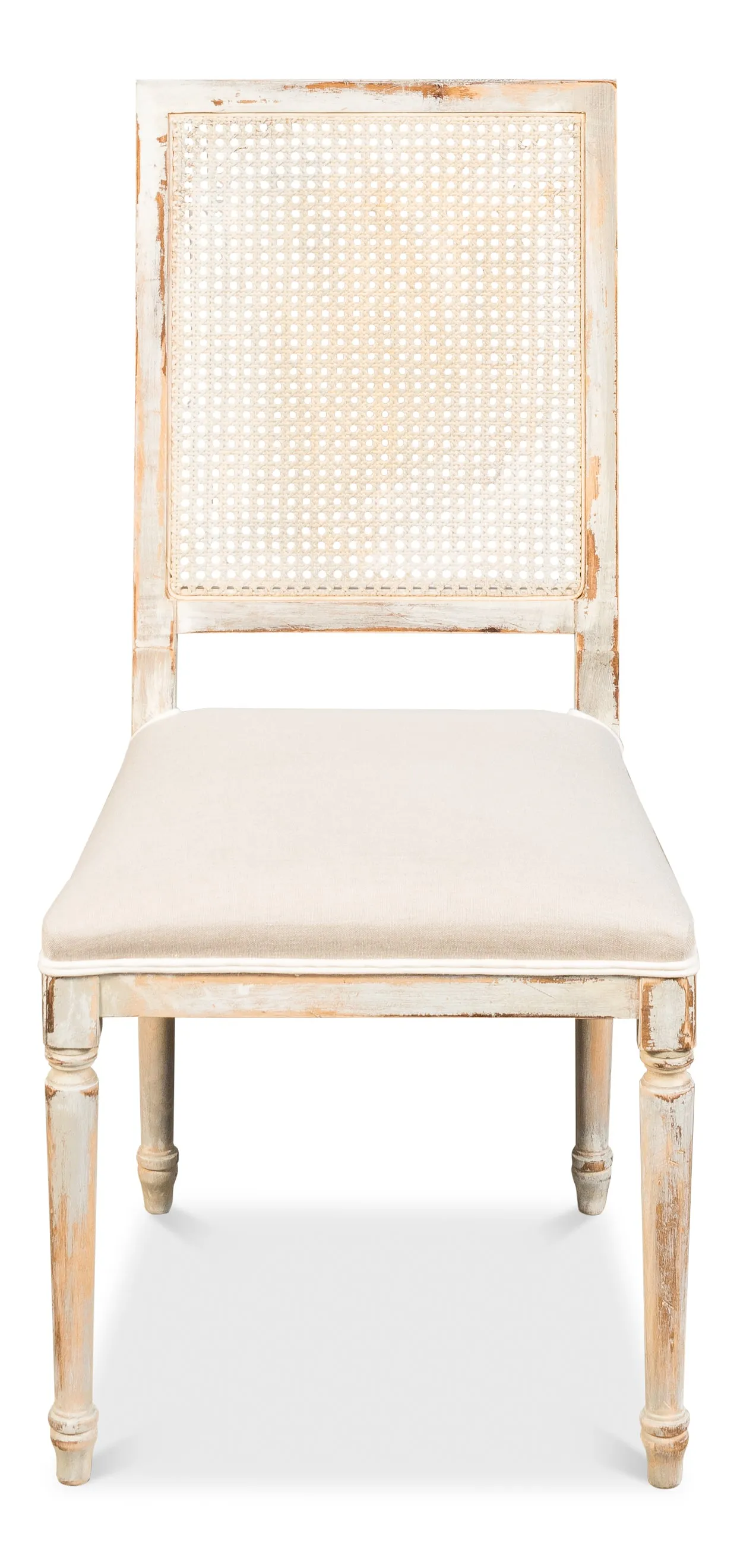 Sarreid - Cane Back Side Chair  Grey Oak  Flax - Traditional - set of 2
