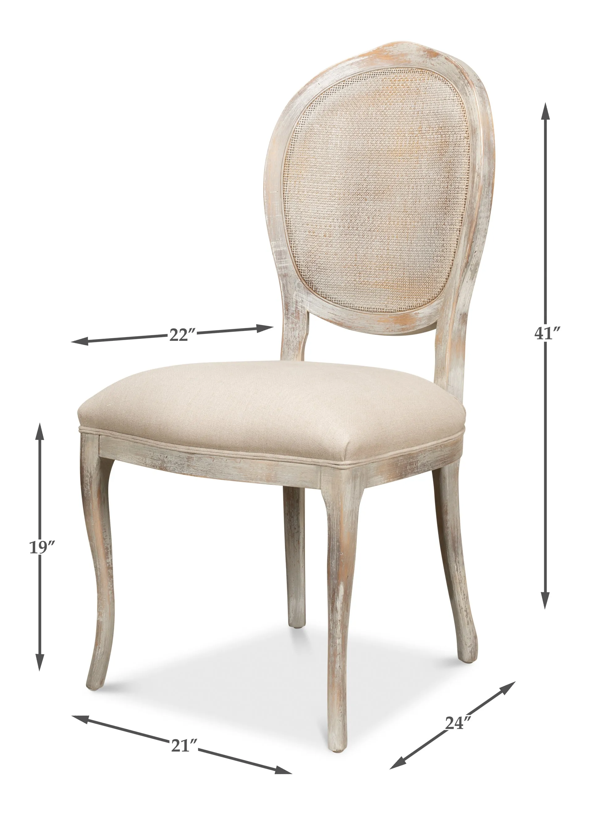 Sarreid - Oval Cane Back S/Chair  Grey Oak  Flax - Grey - Traditional - set of 2