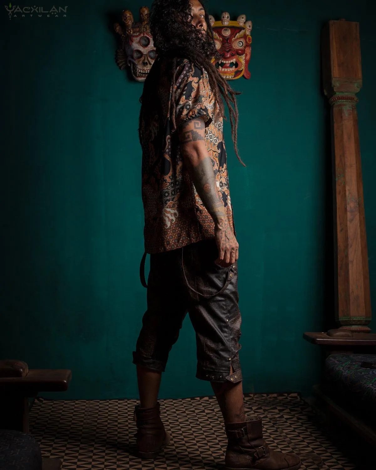 Shirt Men Half Sleeves / Cotton Battik- Orange BATIK