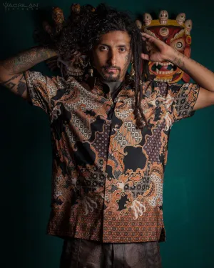 Shirt Men Half Sleeves / Cotton Battik- Orange BATIK
