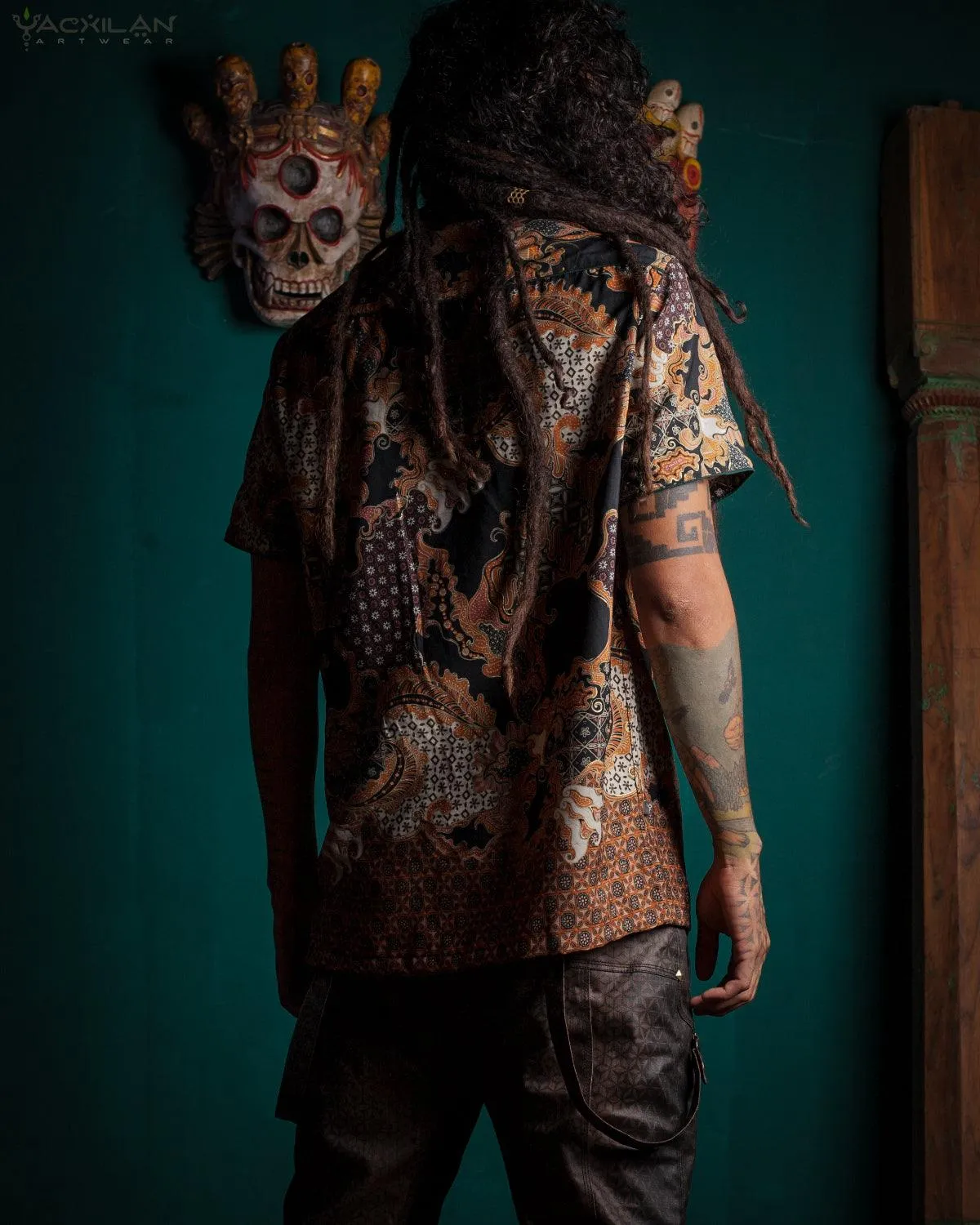 Shirt Men Half Sleeves / Cotton Battik- Orange BATIK