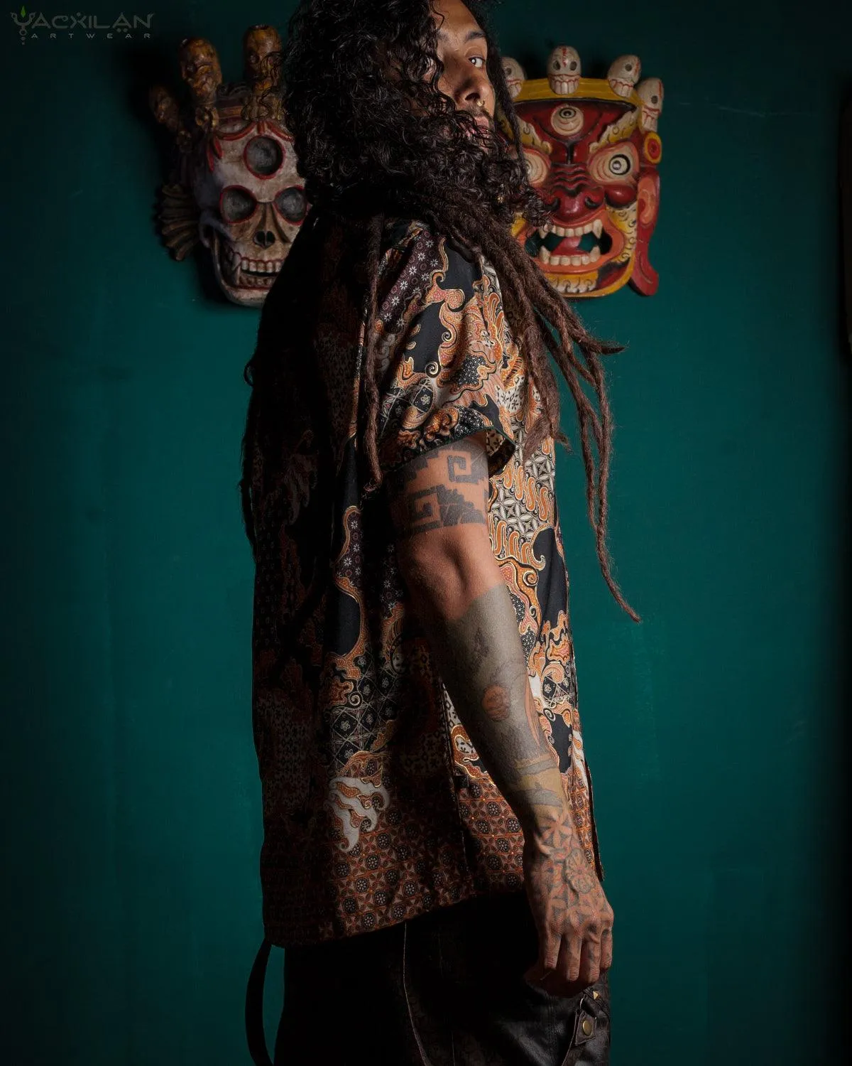 Shirt Men Half Sleeves / Cotton Battik- Orange BATIK