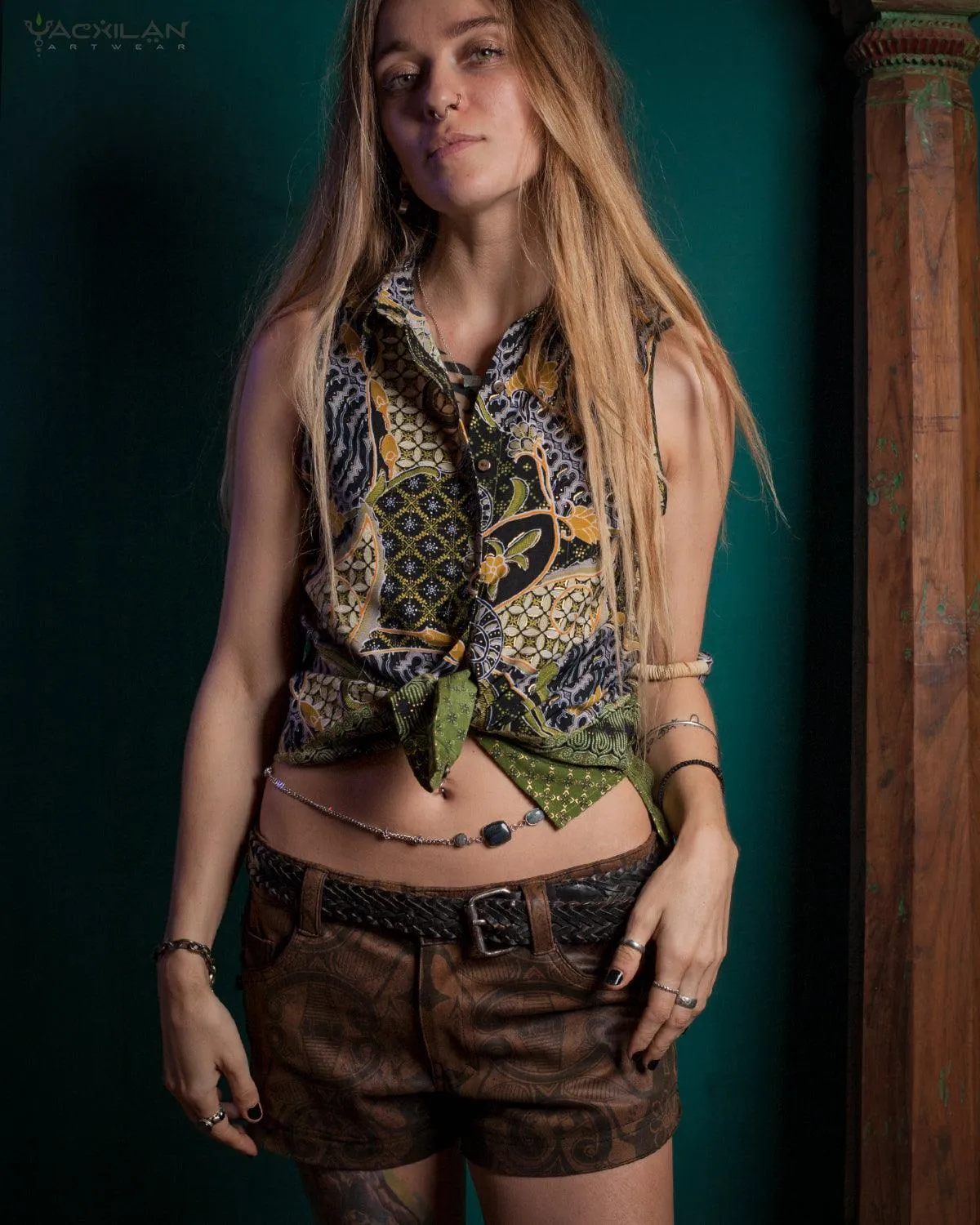 Shirt Woman Sleeveless / Cotton - BATIK Green
