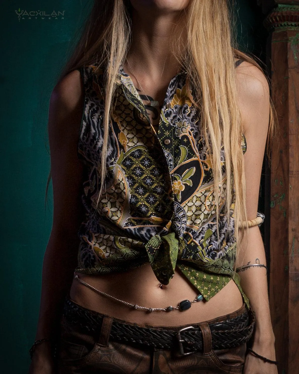 Shirt Woman Sleeveless / Cotton - BATIK Green