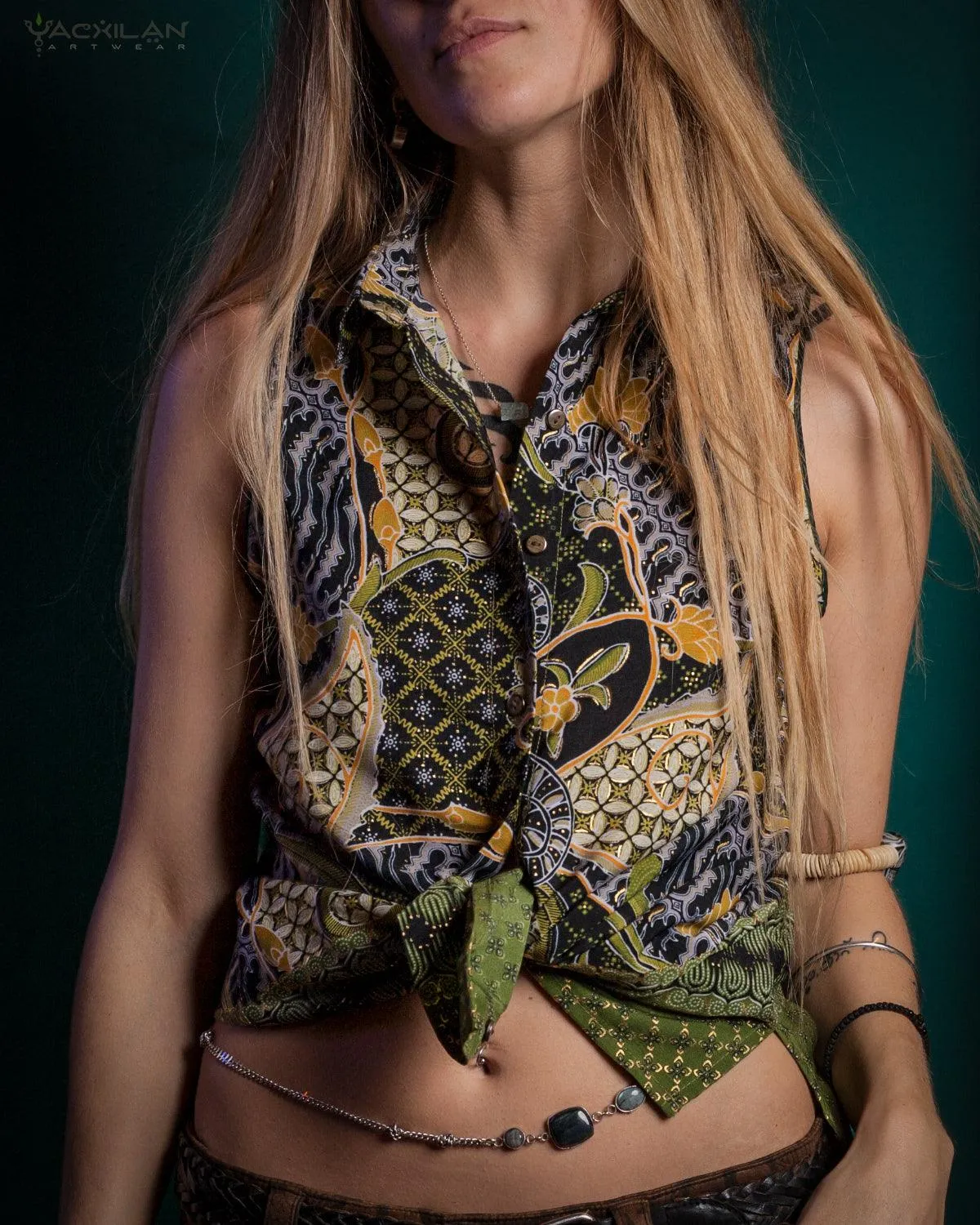 Shirt Woman Sleeveless / Cotton - BATIK Green