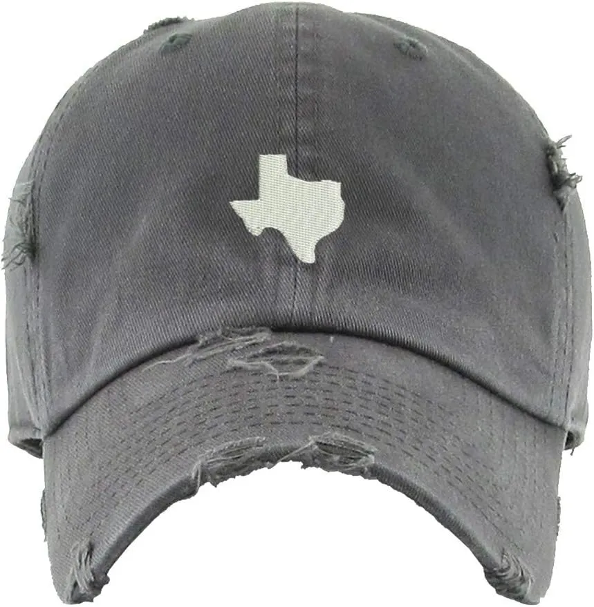 Texas Map Vintage Baseball Cap Embroidered Cotton Adjustable Distressed Dad Hat