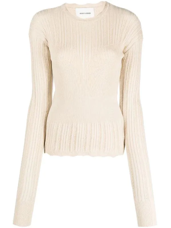 Transparent Block Knit Blouse - Angora