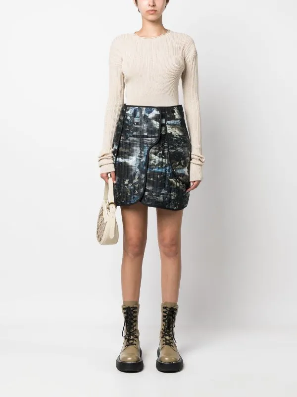 Transparent Block Knit Blouse - Angora
