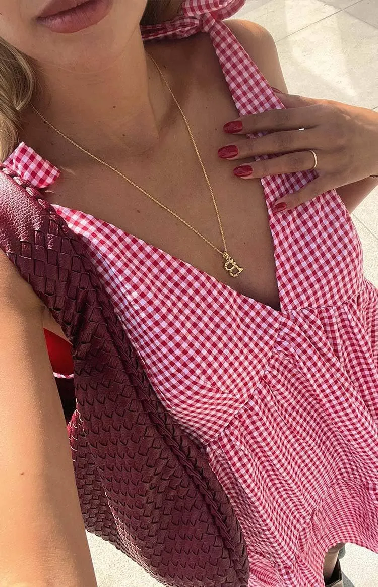 utcoco Women's 2025 Summer A Line Flowy Plaid Mini Dress Y2k Tie Shoulder Babydoll Dress Beach Vacation Outfits