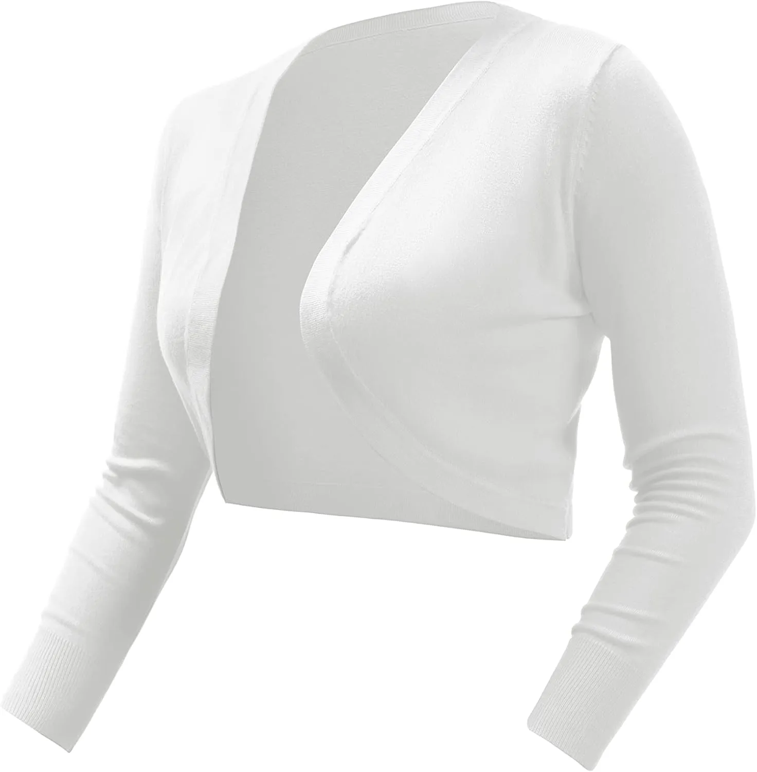 U.Vomade Women's Cropped Cardigan Bolero Shrug Open Front Sweater Long Sleeve S-1X