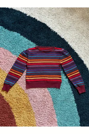 Vintage 70s Rainbow Scallop Neck Sweater