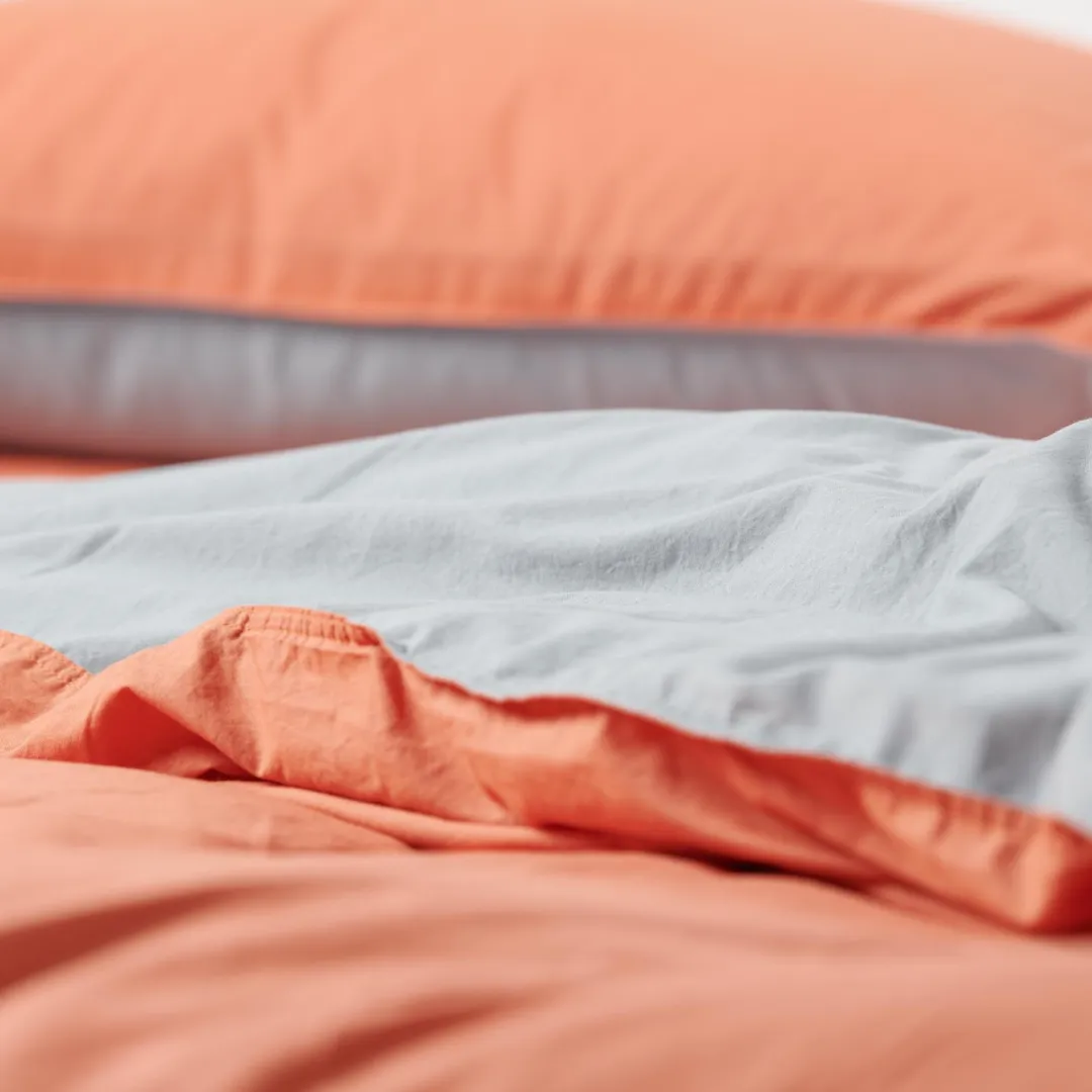 Vintage Cotton Quilt Cover Sets - Rust and Grey