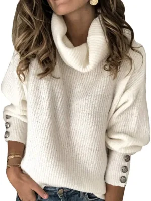 Women's Oversized Turtleneck Chunky Pullover Sweaters Cowl Neck Long Sleeve Winter Slouchy Loose Knit Sweaters