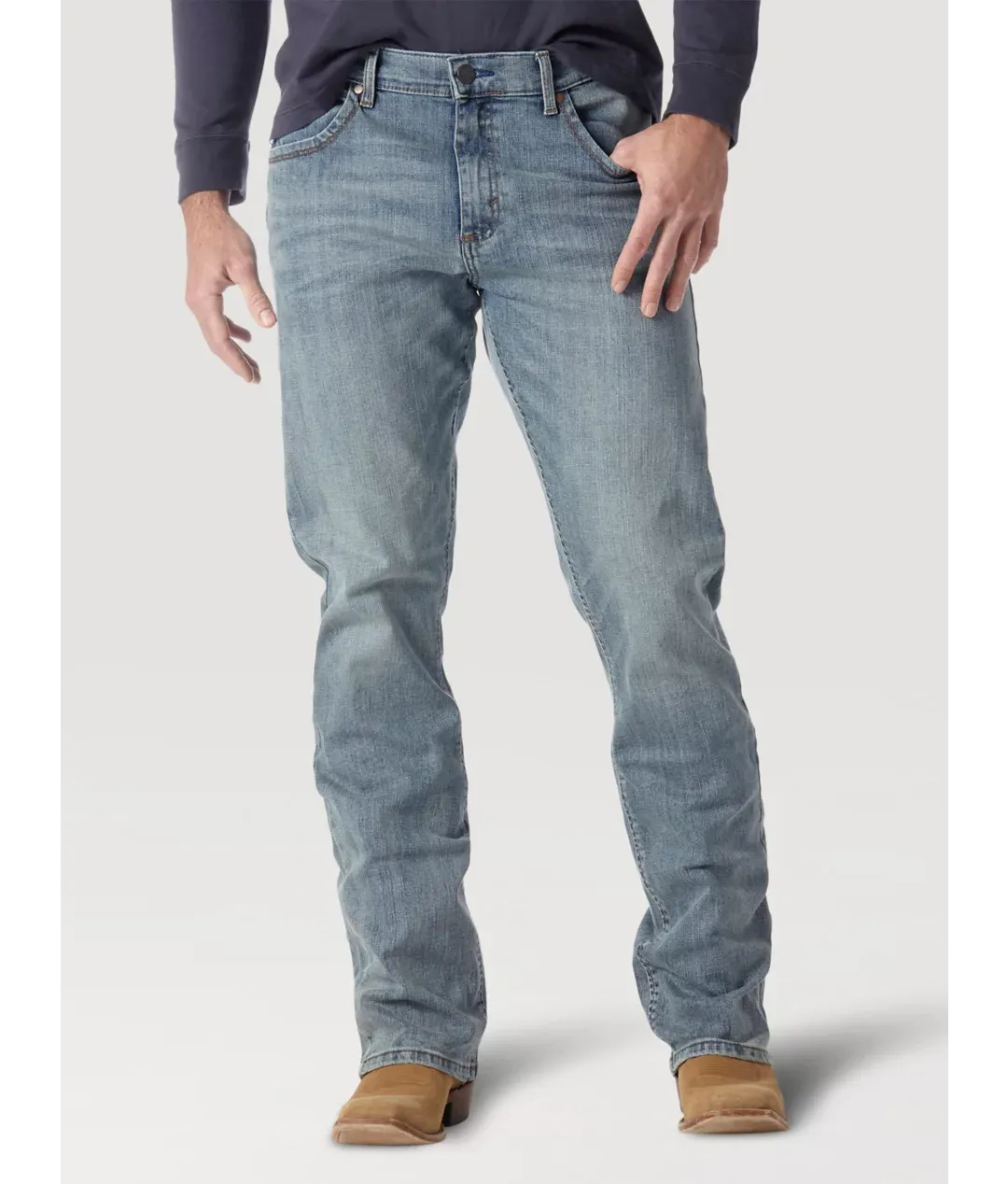 WRANGLER MENS RETRO SLIM FIT BOOTCUT JEANS - LIGHT WASH